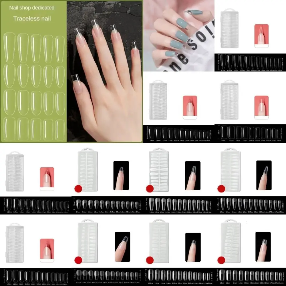 240pcs/set Ultra Thin Press on Nails Detachable Full Half Cover Fake Nail Tips Clear Almond Coffin Artificial Nails