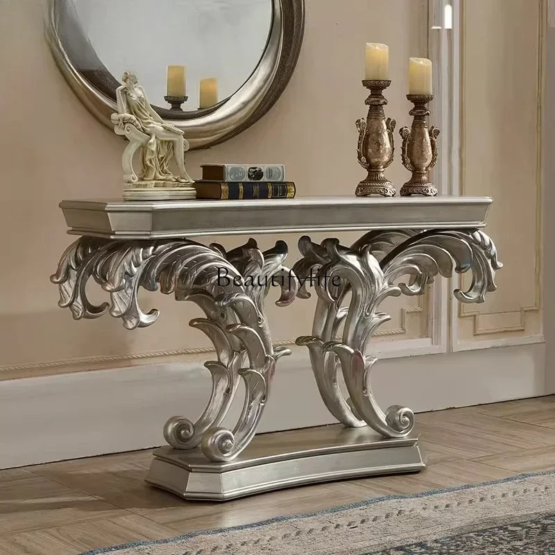 

55ld14 European entrance table French retro entrance table Champagne gold hotel entrance cabinet