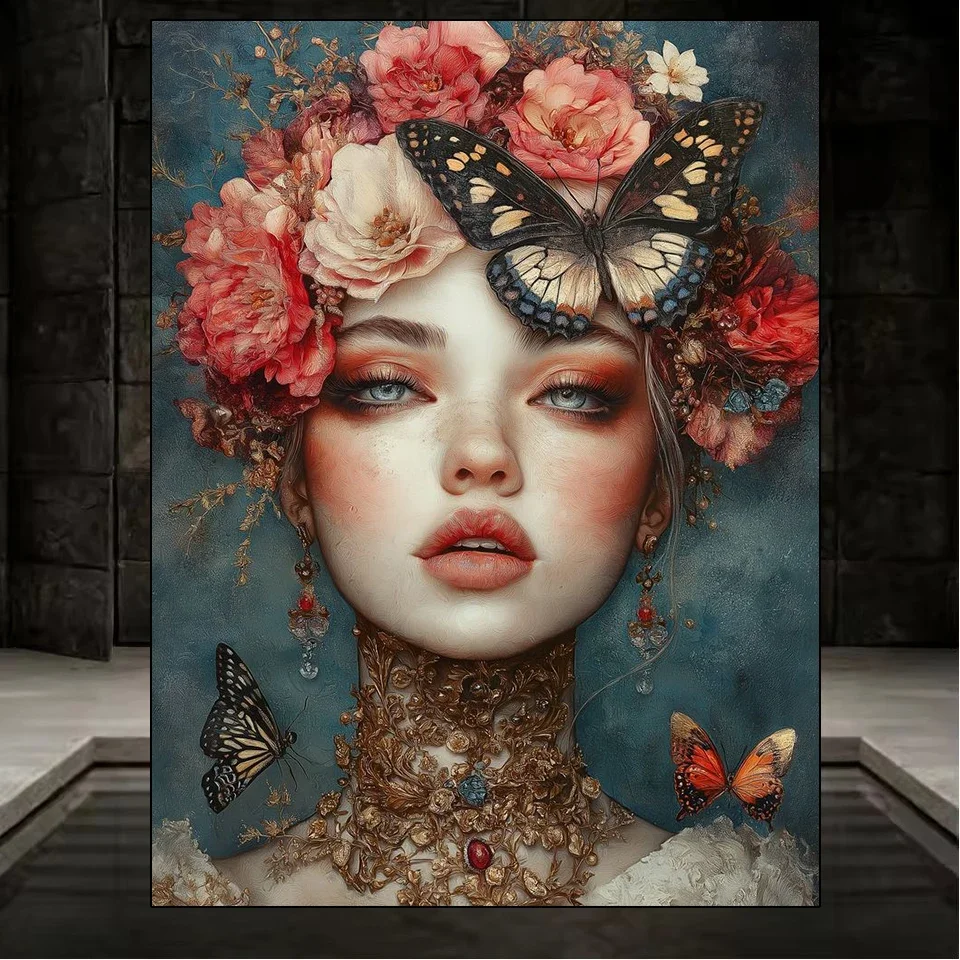 DIY Diamond Painting Portrait Female Cat Bird Animal Flowers Full Circle Square Diamond Mosaic Embroidery Handmade Wall Decor - view 2