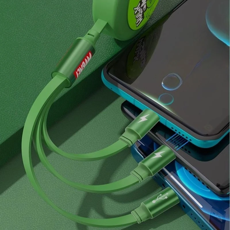 Spider-Man Capitan America Mickey Hulk Iron Man Personaggi dei cartoni animati Telescopico 3 in 1 Cavo dati per auto con personalità di ricarica Regali