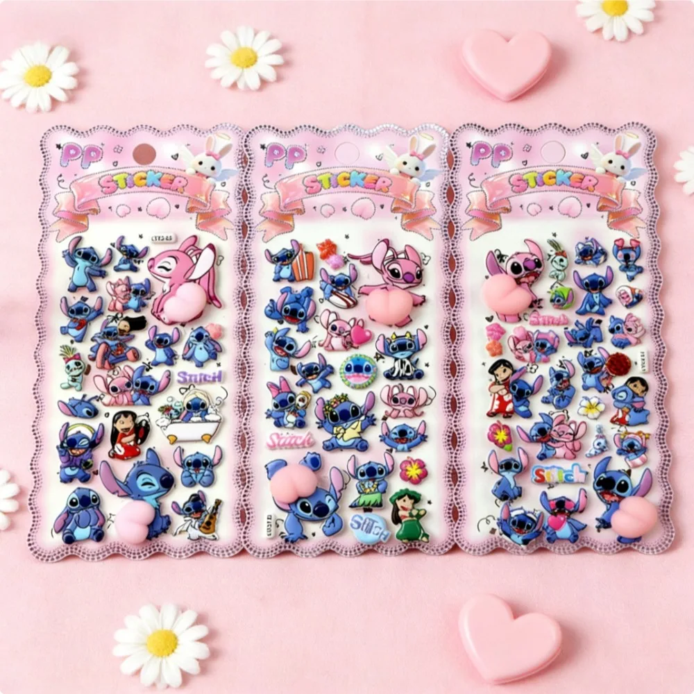 Disney Stitch Soft Pinched Happy Buttocks Sticker Children's Decompression 3D Bubble Sticker Phone Case Decoration Sticker*-.