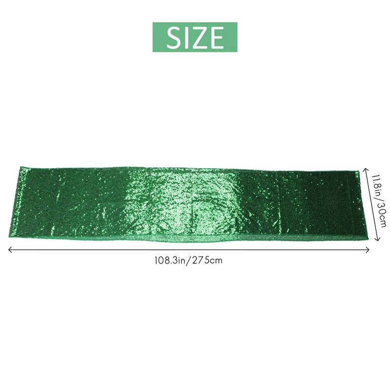 2 Pack Sequin Table Runner Green Table Runner For Birthday Wedding Bachelorette Holiday Celebration Party Decorations