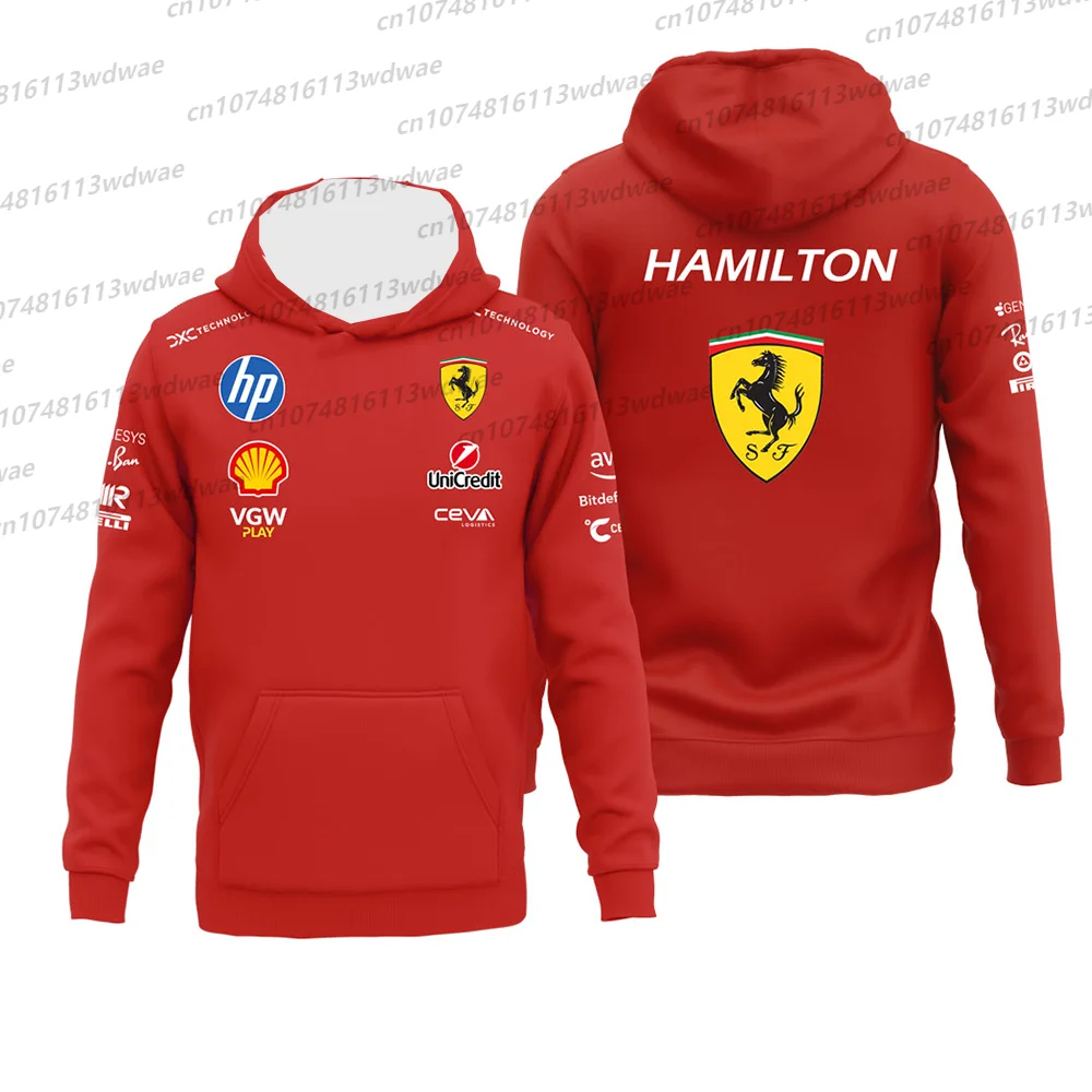 

Ferrari Team Racing Formula1 Hoodie Men's Short Sleeve Lewis Hamilton 75th Anniversary Edition Leclerc Kit Summer Fan Racing