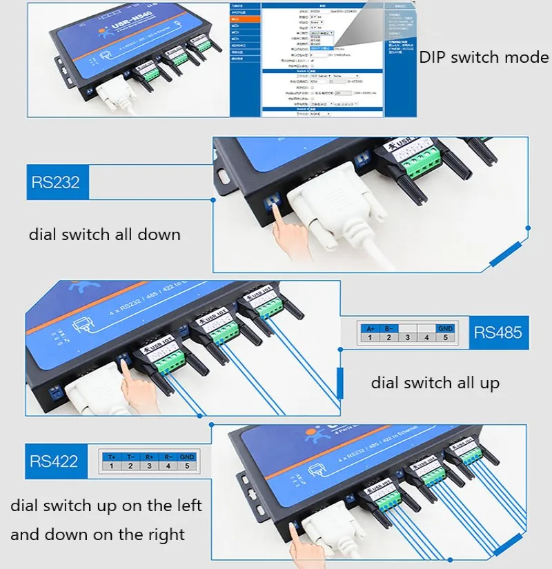 Modbus RTU para servidor TCP para automação industrial, 4 portas seriais, RS232, RS485, RS422, Ethernet, dispositivo de conversor IP, USR-N540