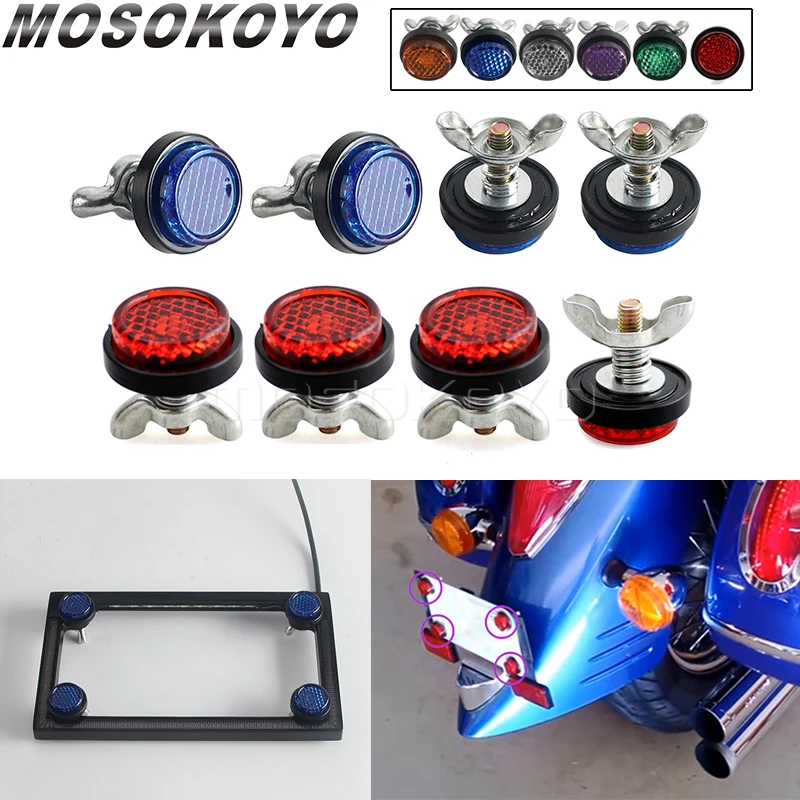 Motorcycle Universal Safety Warning Reflector Scooter Street Dirt Bike ATV Rear Reflective License Plate Reflector M5 Mount
