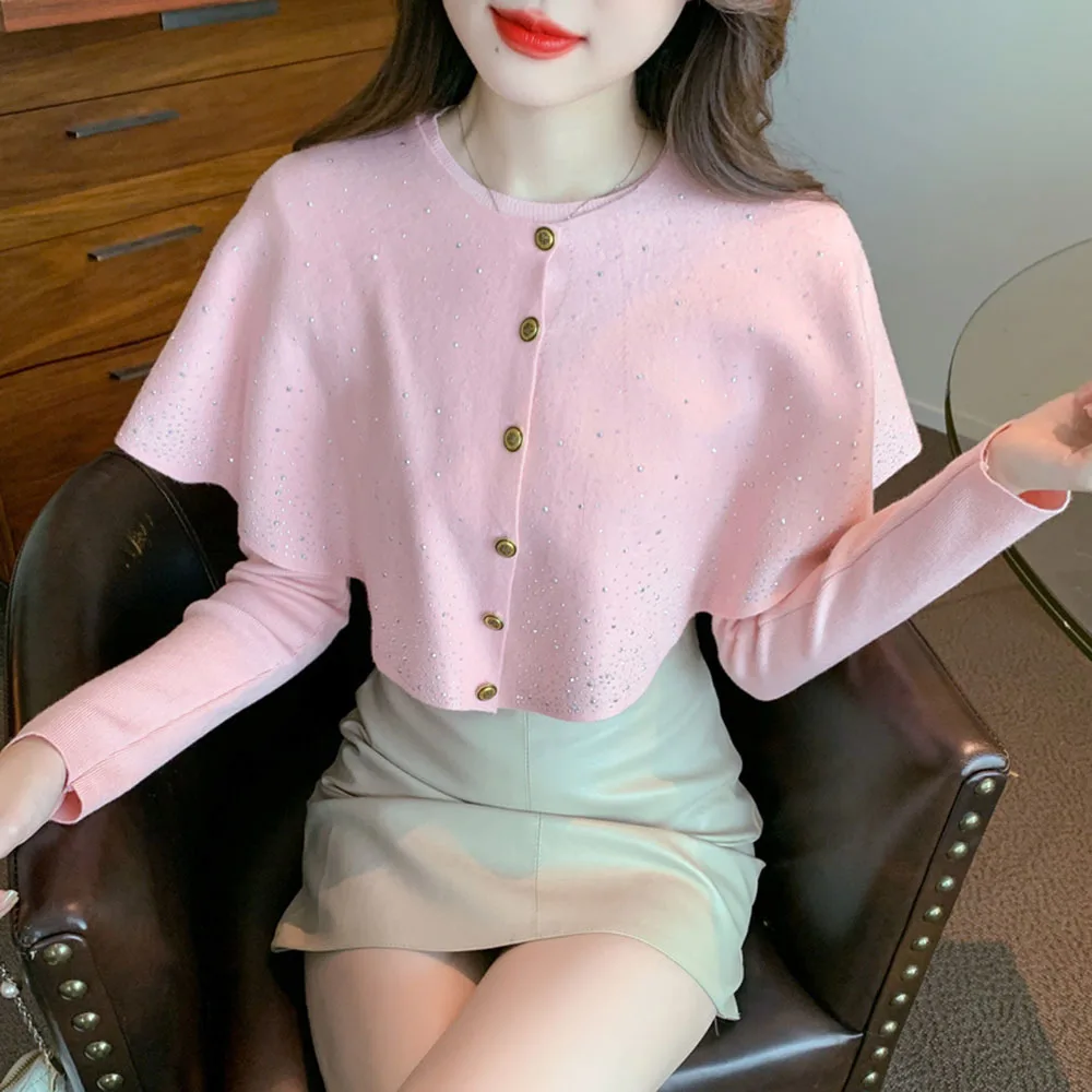 2024 Autumn Fashion Pullovers Two Piece Design Sense Women's O-neck Long Sleeve Sweaters + Cloak Tops Poncho Knitted Jumper Tops