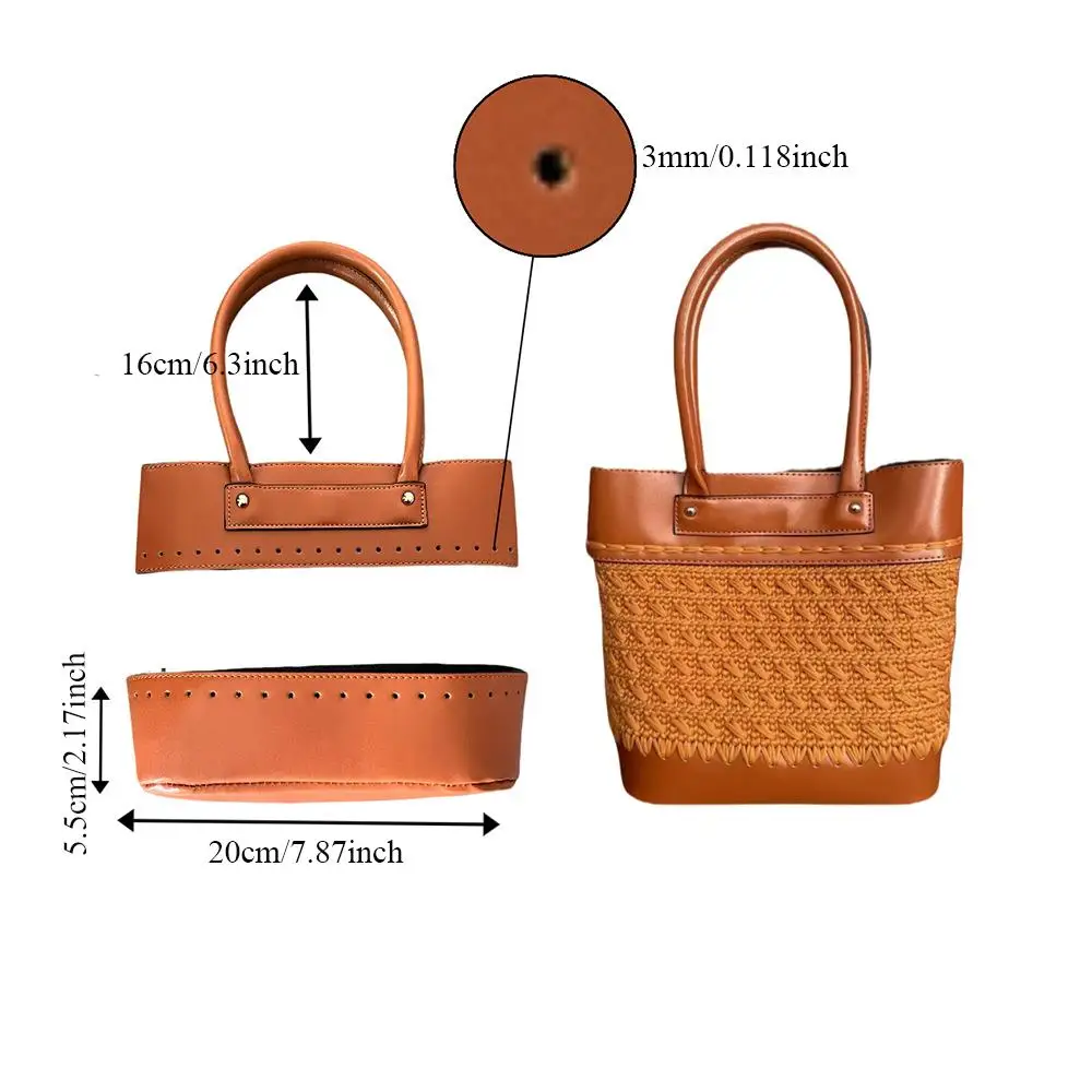 Asas de cuero Pu para bolso de hombro, cinturón, 1 Juego, bolso hecho a mano, Material de costura, bolso de ganchillo, parte inferior con asa