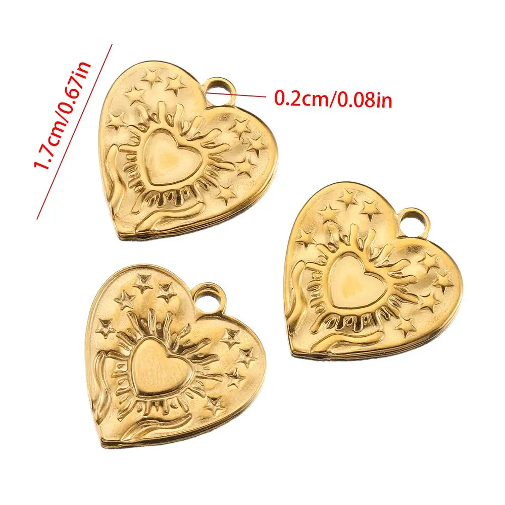 5 pz 1.7cm Vintage in acciaio inox cuore sole Charms ciondolo per fai da te donna uomo collana fai da te catena gioielli che fanno accessori regalo