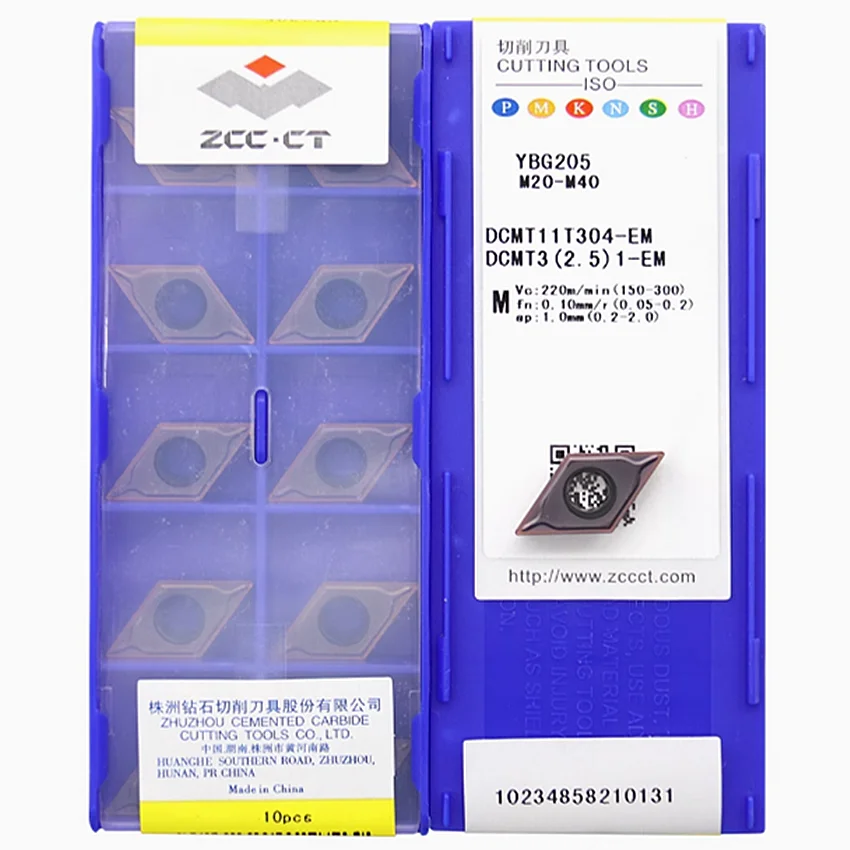 

DCMT11T304-EM YBG205/DCMT11T308-EM YBG205 ZCC.CT YBG205 DCMT32.51 DCMT32.52 CNC blade carbide inserts Turning inserts 10pcs/box