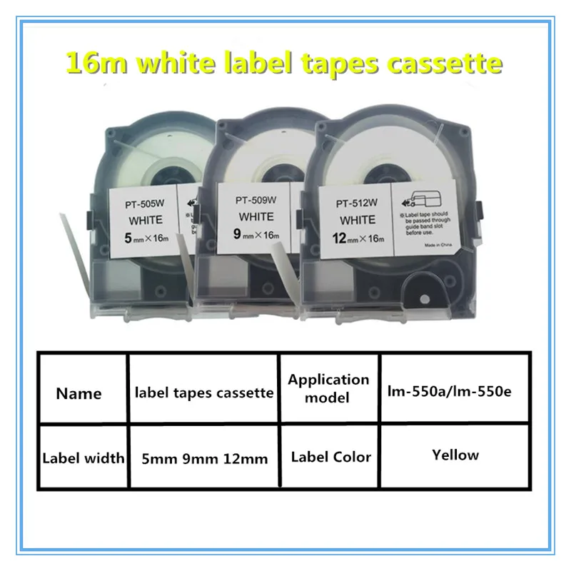 

Casseette label tapes lm-pt509w/y 5-9-12mm white and yellow printed label for cable ID printer tube printer lm-380e lm-380a