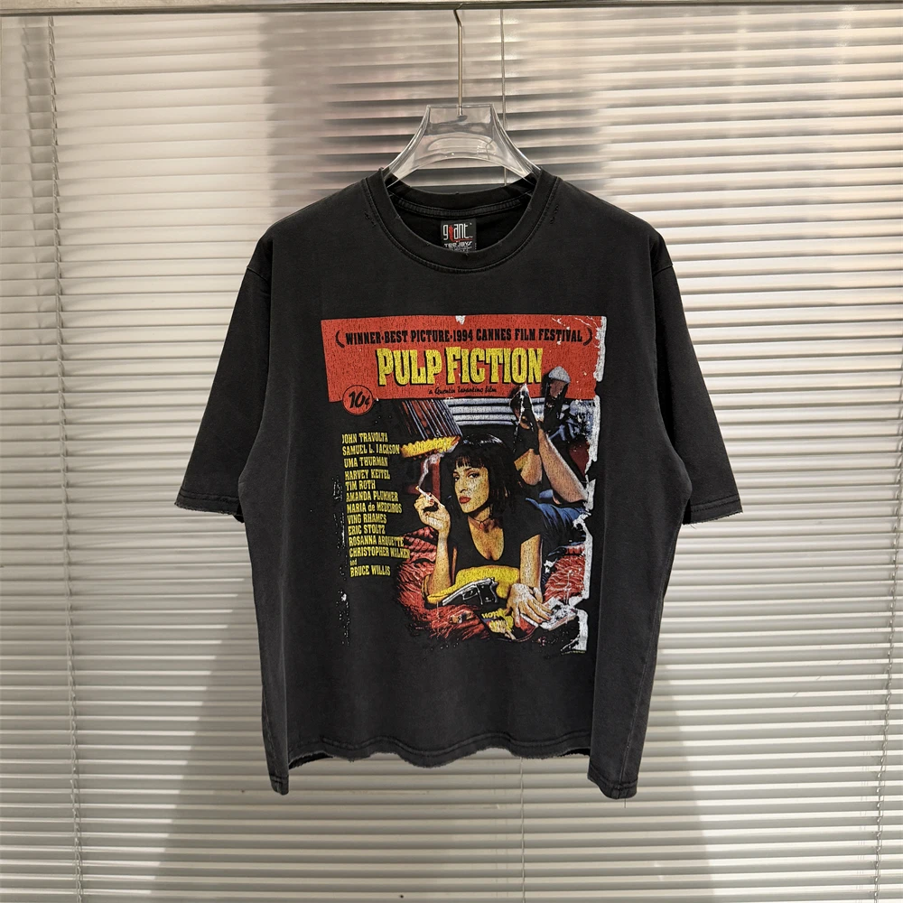 Vintage SAINT Pulp Fiction T Shirt Men Women High Quality Oversized Tee Tops T-Shirt