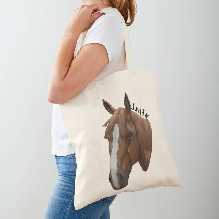 

Chesnut Horse with Stripe with Name and Signature Tote Bag tote bags cloth bags shopping bag logo tote bag canvas shoping