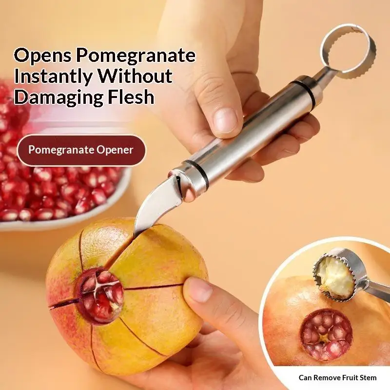Stainless Steel Pomegranate Opener Corrosion Resistant Effortless Peeling Calyx Removal for Home Fruit Platter Making