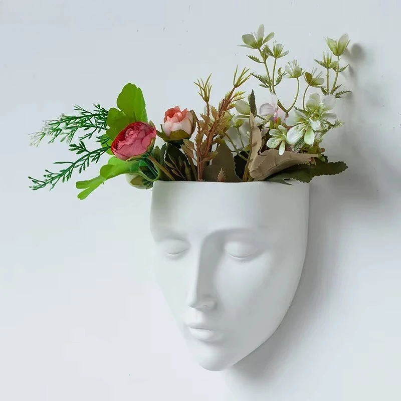Silent Human Face Ceramic Vase Creative Wall-mounted Vase Table Decoration Plant Pots Flower Arrangement Room Aesthetic Decor
