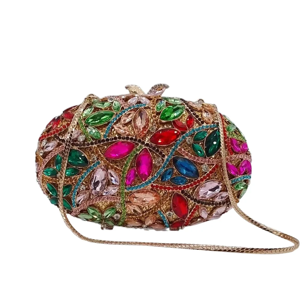 

Metal Hollow Diamond Dinner Bag Evening Dress Rhinestone Handbag Stone Clutch Women's Rhinestone Handbag Bolso Fiesta Azul Cielo