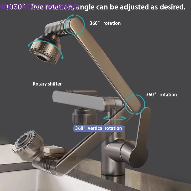 

Universal Dual-mode Rotating Faucet Mechanical Arm Wash Basin Kitchen Bathroom Hot And Cold Household Basin Wash Basin Wash Up