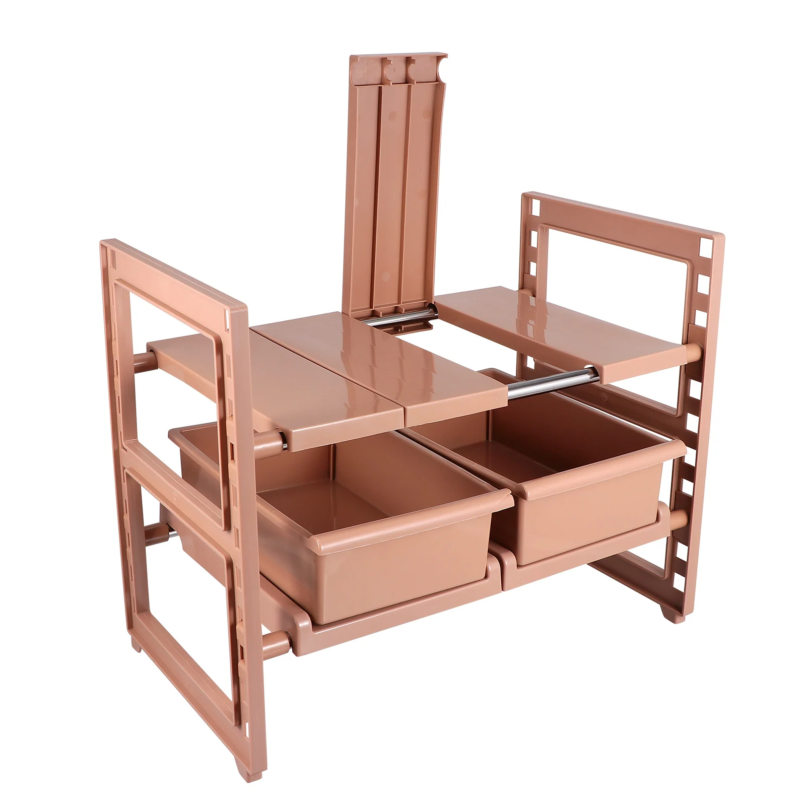 

1pc Telescopic Storage Rack Kitchen Cabinet Organizer Plastic 2 Drawers Adjustable Under Sink Shelf High Quality