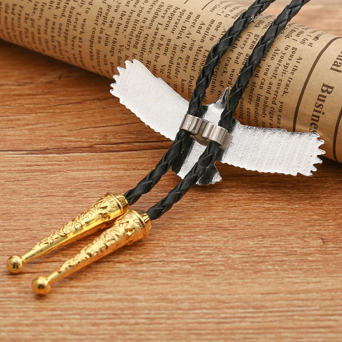 Picture 3: Retro Western Cowboys Necktie Fashion Golden White Eagle Style Bolo Tie