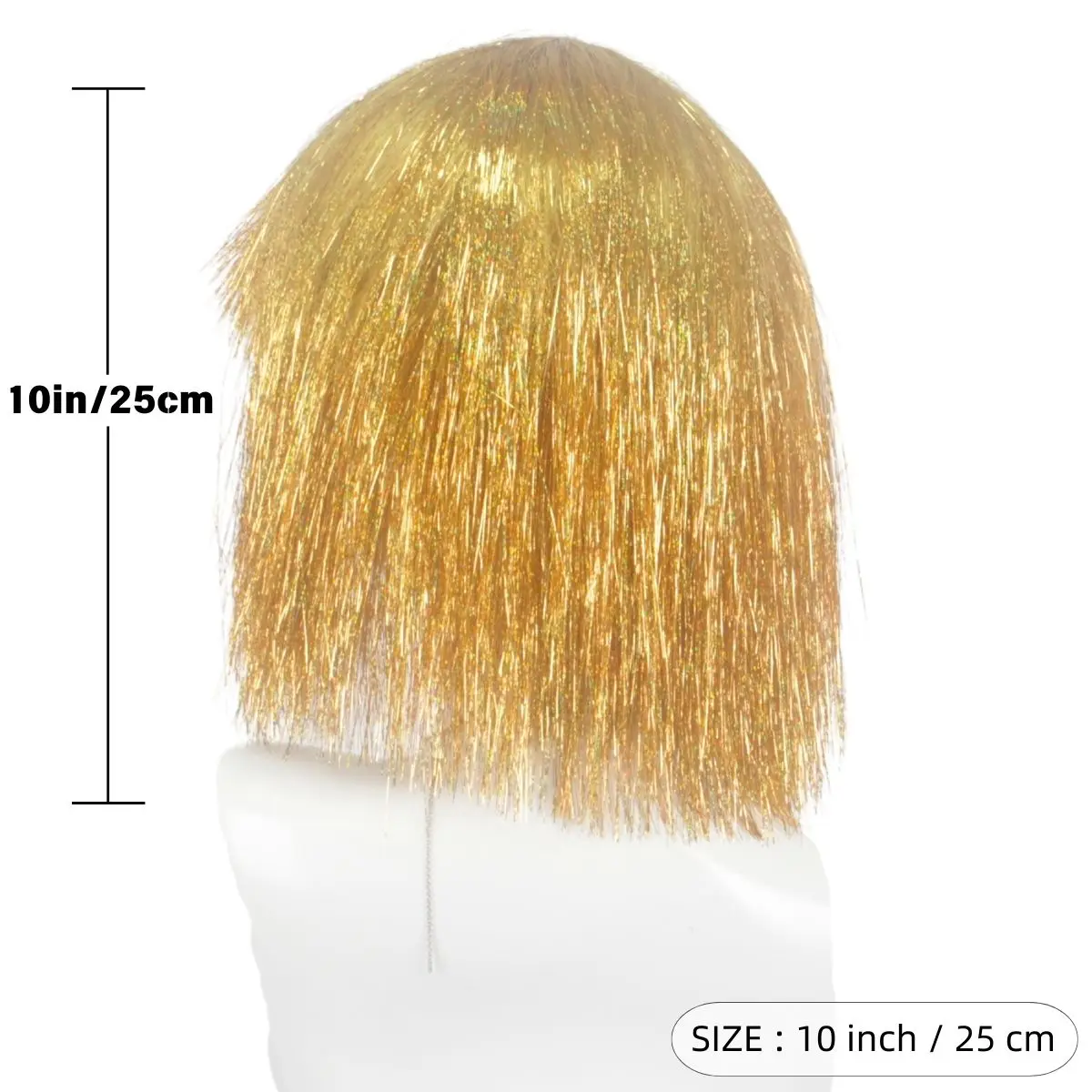 Anxin Golden Silver Tinsel Glitter Carnival Headwear Short Tinsel Foil For Wome Party Wigs