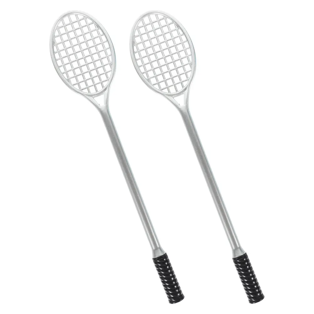

2 Pcs Racket Pen Office Gel Ink Pens Unique Kawaii Marker Cool Tennis Gadgets Silver Cute Japanese Student