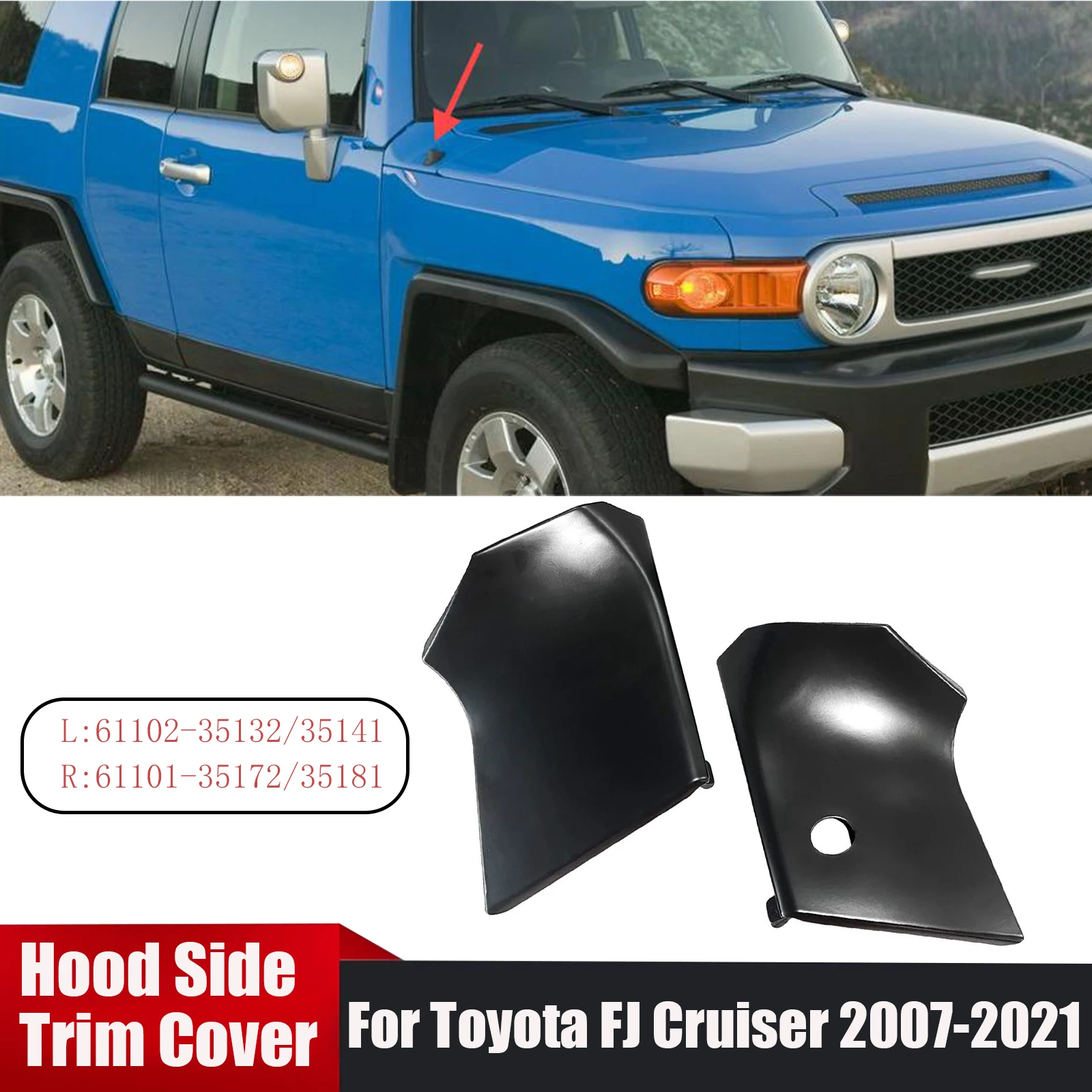 

Боковая накладка на крышку капота, устойчивая к царапинам, для Toyota FJ Cruiser 2007-2021, замена черной панели телефона