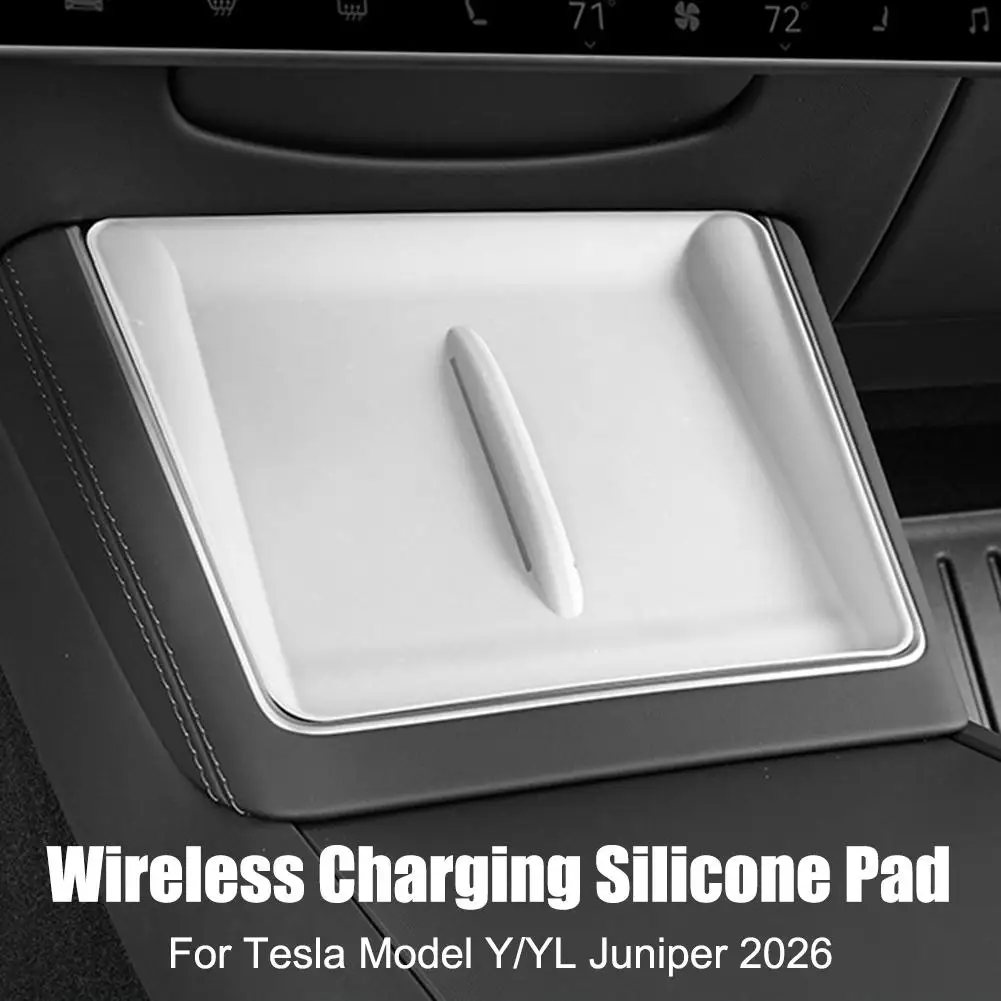 Ultra-Thin Wireless Charging Pad Anti Slip Center Console Mat Cover Car Interior Accessories For Tesla Model Y YL Juniper 2026