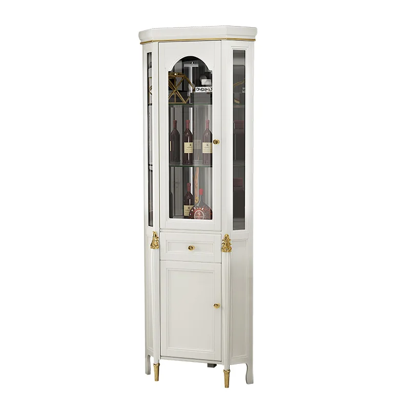 

Triangular light luxury wine cabinet against the wall Living room corner cabinet Solid wood