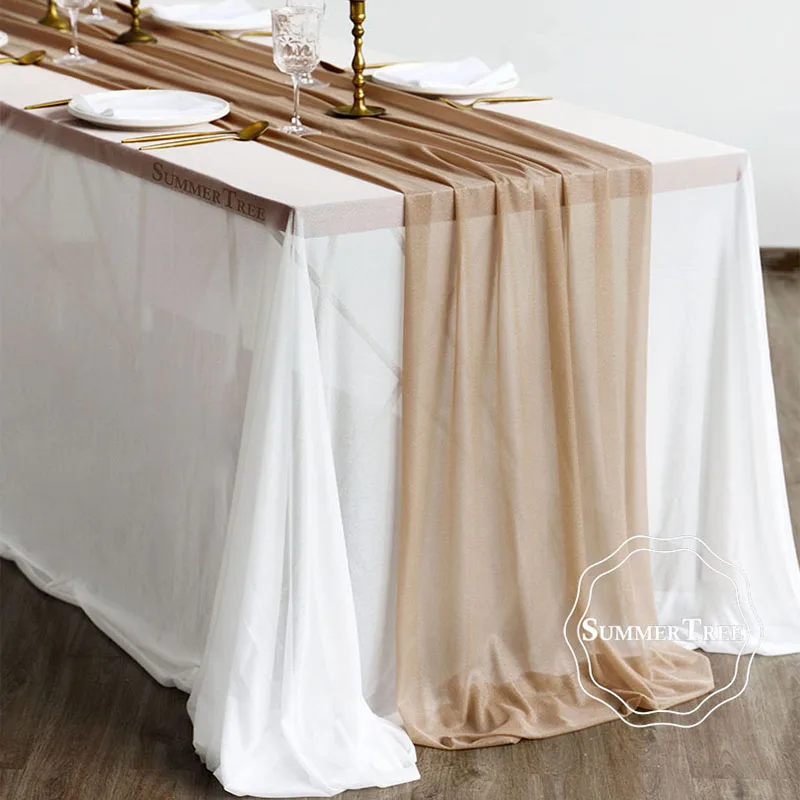 Sheer Table Runner Light Brown Khaki Elegant Wedding Rustic Mariage Princess Romantic Weddings and Fabulous Parties Decoration