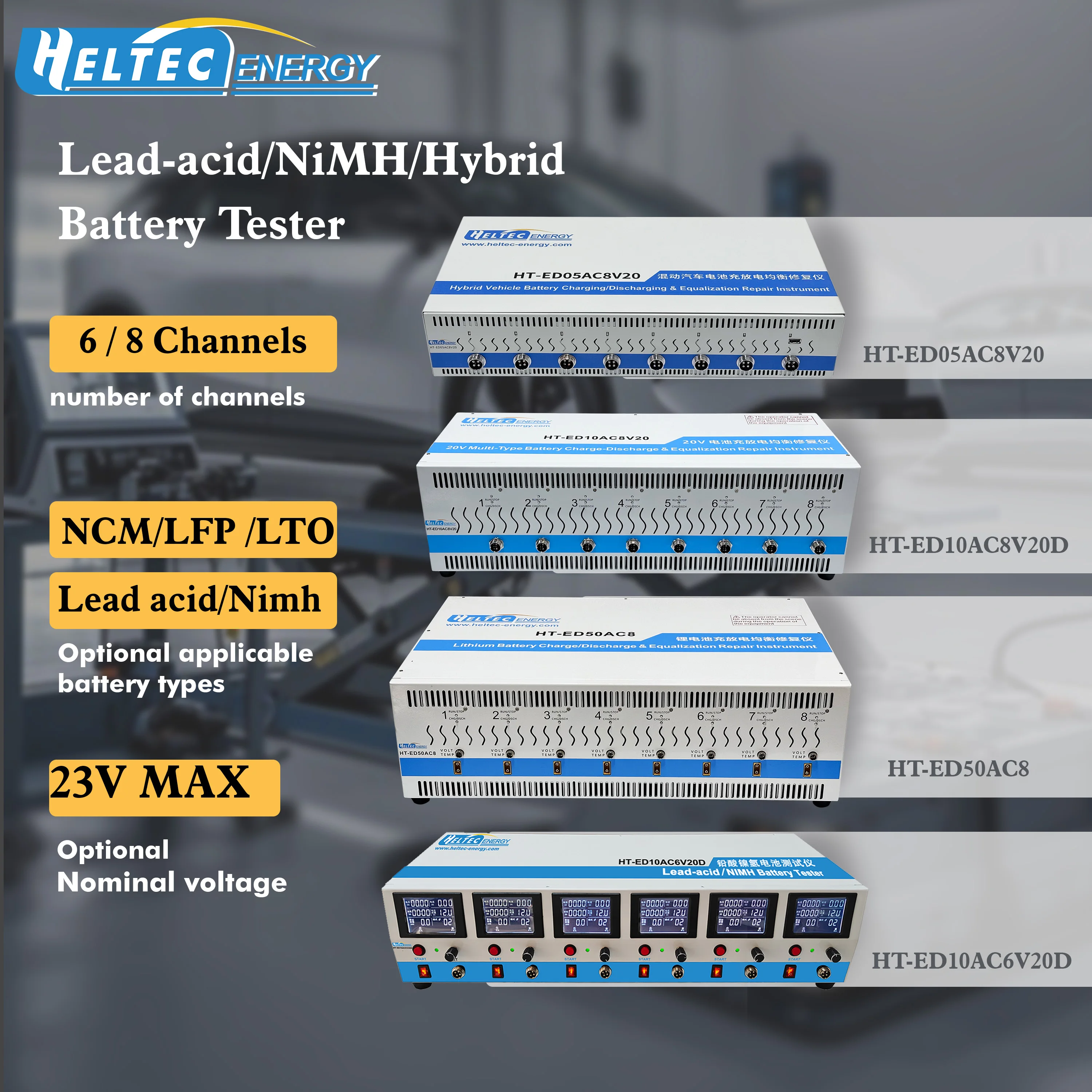 Lead-acid/NIMH 6-circuit 8 Channel Battery Repair Instrument Discharge 5A 10A 50A Adj. Pulse Repair, EV/Solar Battery Tester
