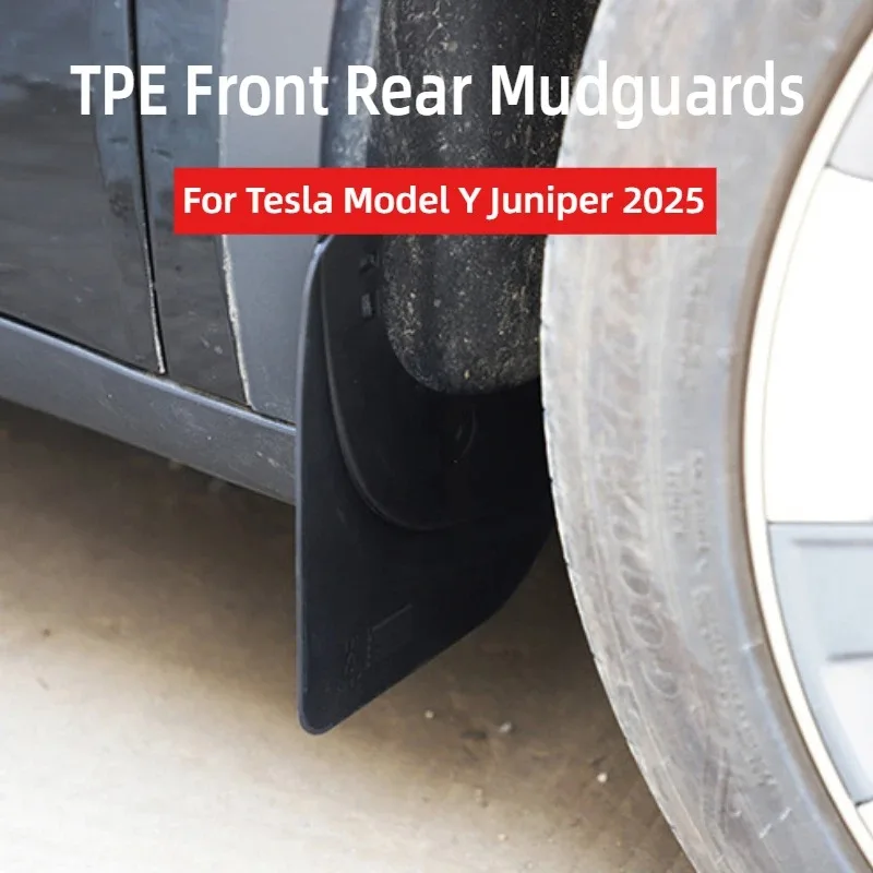 4 Stück Schmutzfänger für Tesla Model Y Juniper 2025 TPE Vordere und Hintere Radschützer Originaldesign Kotflügel Spritzschutz Abdeckung