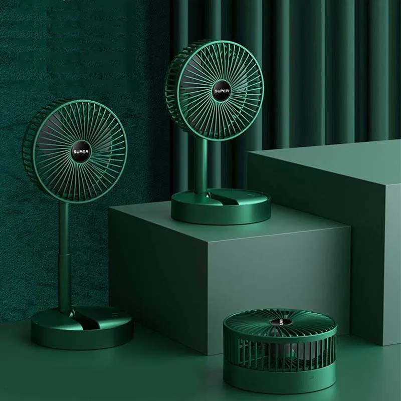 

Складной телескопический вентилятор с воздушным охлаждением, 3-ступенчатый портативный вентилятор, перезаряжаемый мини-складной телескопический малошумный вентилятор для домашнего использования на открытом воздухе