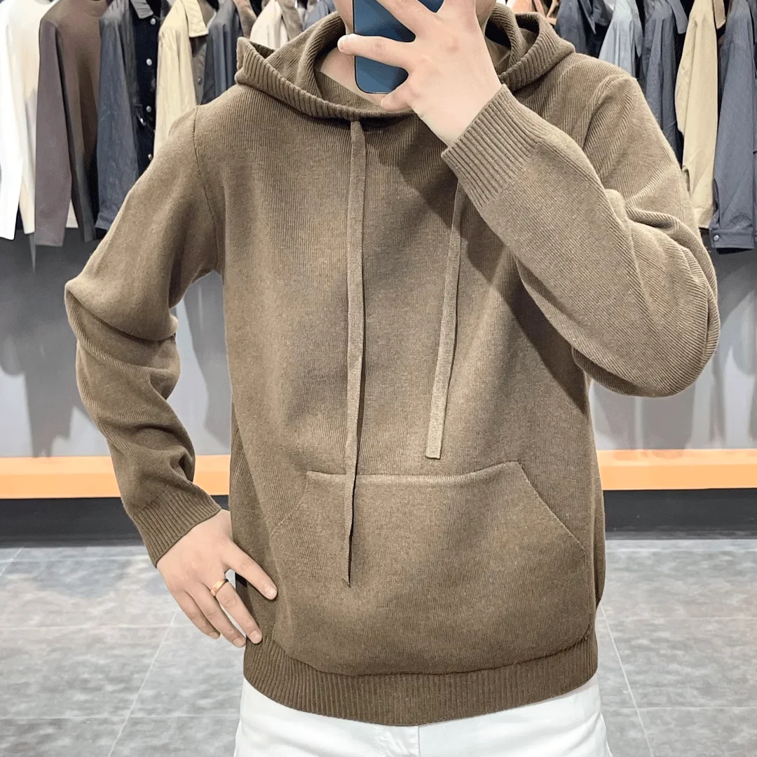 

Мужская трикотажная толстовка свободного кроя на осень 2025 года, приятная к телу, повседневная, комфортная, с длинным рукавом, базовая футболка