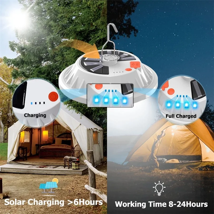 Kreative 120LED Tragbare Laterne Outdoor Solar Camping Licht Fernbedienung Wiederaufladbare Nacht Markt Lampe Notfall Power Bank