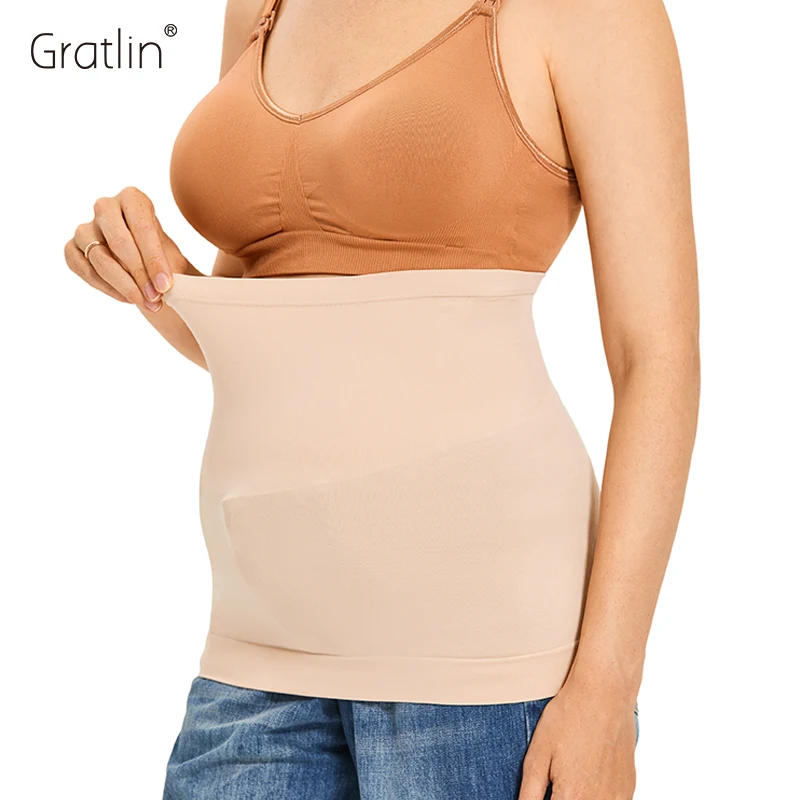 Gratlin Elastic Maternity Seamless Pregnancy Belly Band Waist Extenders Corset Belt Prenatal Care Shapewear For Pregnant Woman