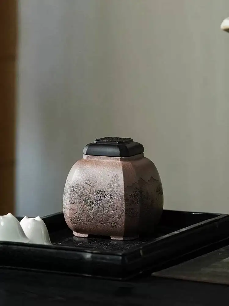 Yihu Chun High-End Purple Clay Tea Mingyu Xingcha Household Sealed Canister, Original Mineral Green-Gray Clay, Blessing From All