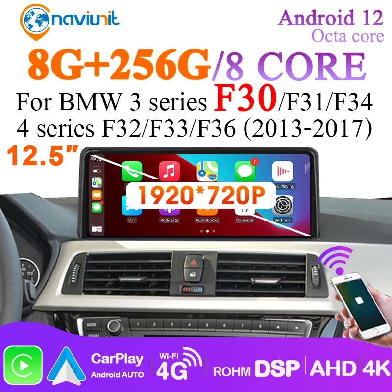 Wireless Carplay Android 12.0 Car Radios GPS Screen For BMW Series 1 2 3 4 F20 F21 F23 F30 F31 F32 F33 F34 F36 RS3 Aut Stereo 4G