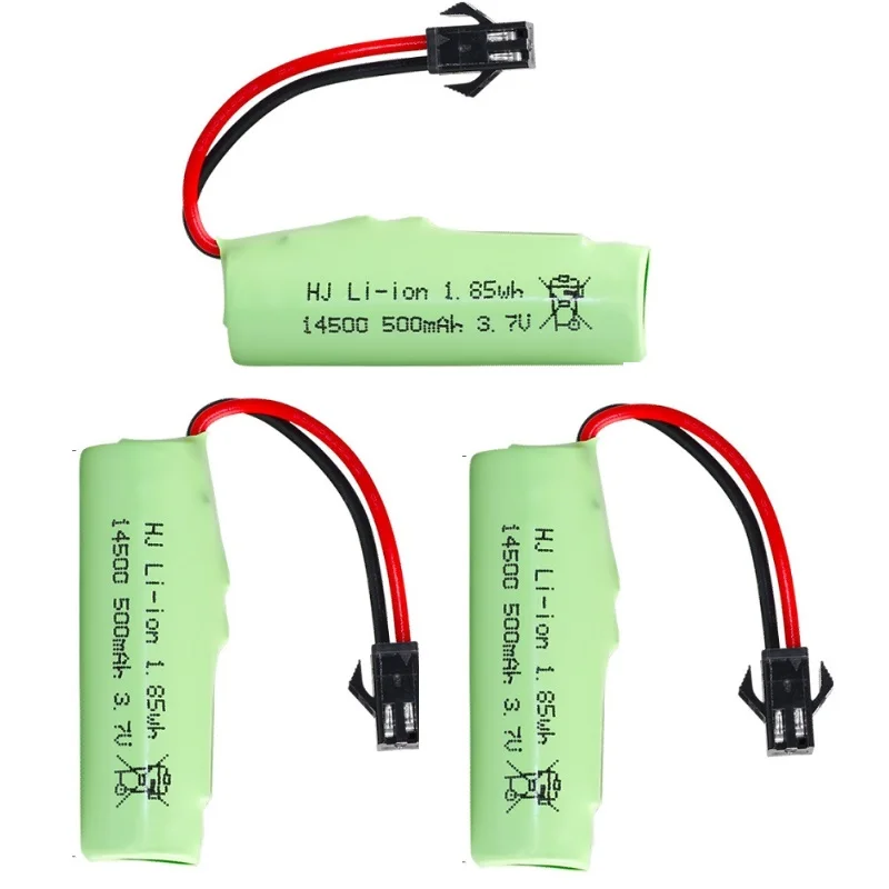 1S 3.7V 500mAh Li-ion Battery 14500  SM plug /3.7V charger For R/C Stunt Dump Car/4WD Twist- Desert Cars  R/C Climbing cars