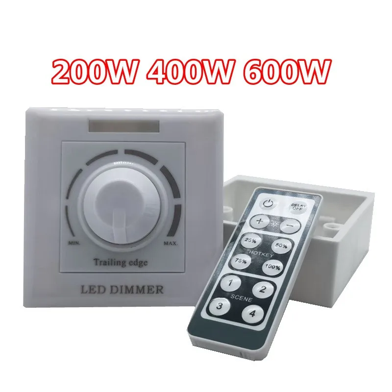 LED Infrared remote control Dimmer 200W 400W 600W SCR Dimmer Wall Switch Dimmable