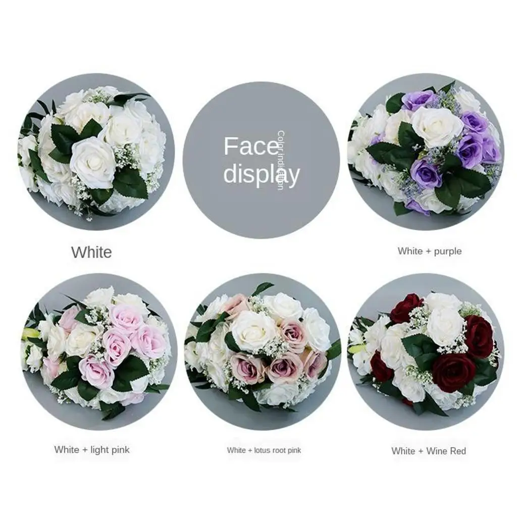 Wedding Bouquet Flowers Bridal Bridesmaid Bouquets Artificial Flower Satin Ribbon Decor Decor
