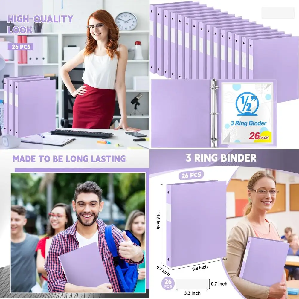 

0.5 Inch 3-Ring Binder, Holds 140 Sheets, Letter Size 8.5 x 11, Light Blue, Document Organizer for School or Office