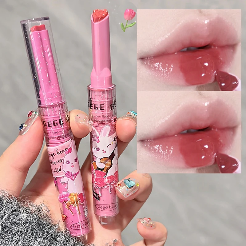 Waterproof Clear Jelly Heart-shaped Lip Gloss Lasting Hydrating Plumping Non-stick Cup Water-light Mirror Lipstick Pen Cosmetics