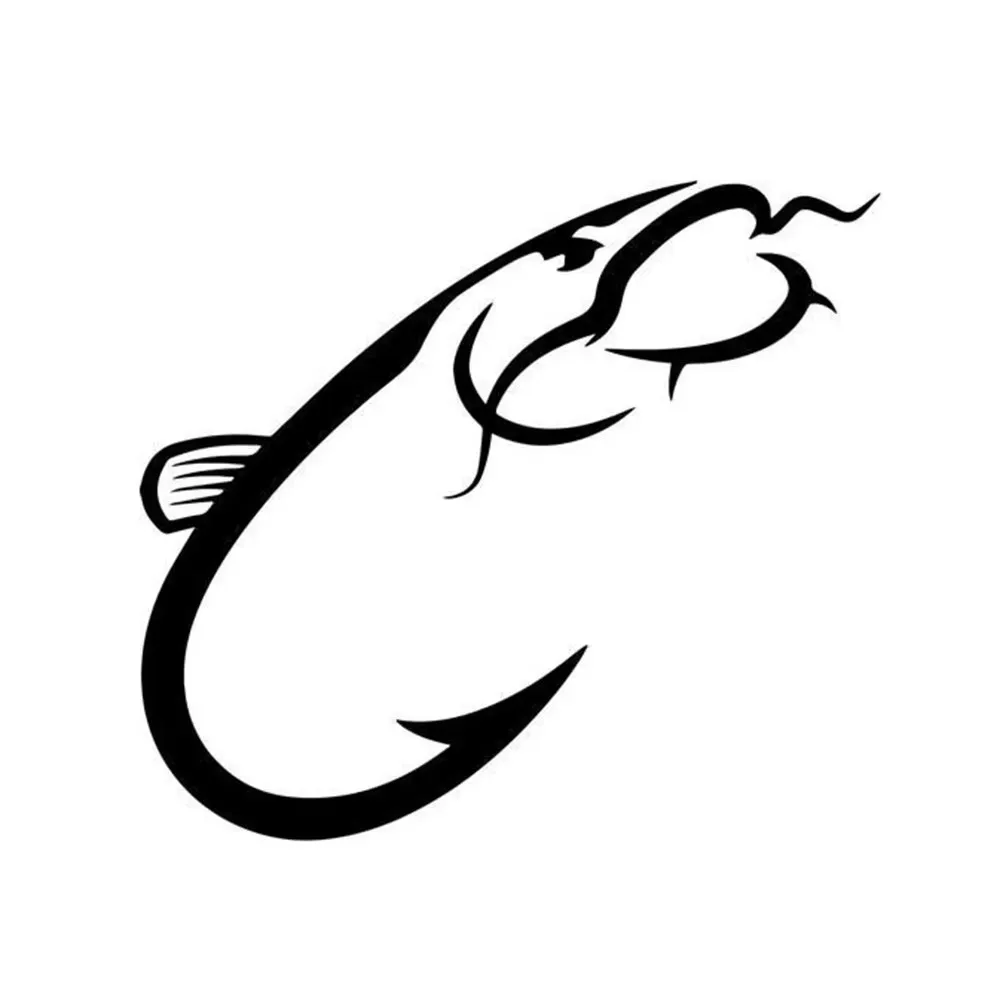 Catfish hook fishing style car window bumper motorcycle accessories decoration vinyl scratch resistant sticker