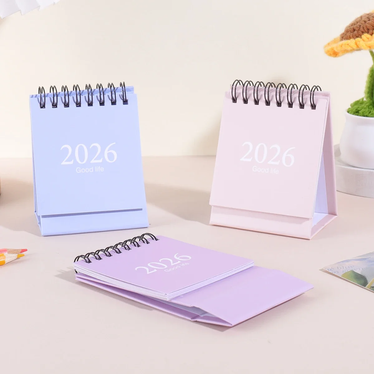 Mini calendrier de bureau pliable créatif 2026, 1 pièce, ornement Portable pour l'école, la salle de classe, le bureau, la maison, décoration essentielle