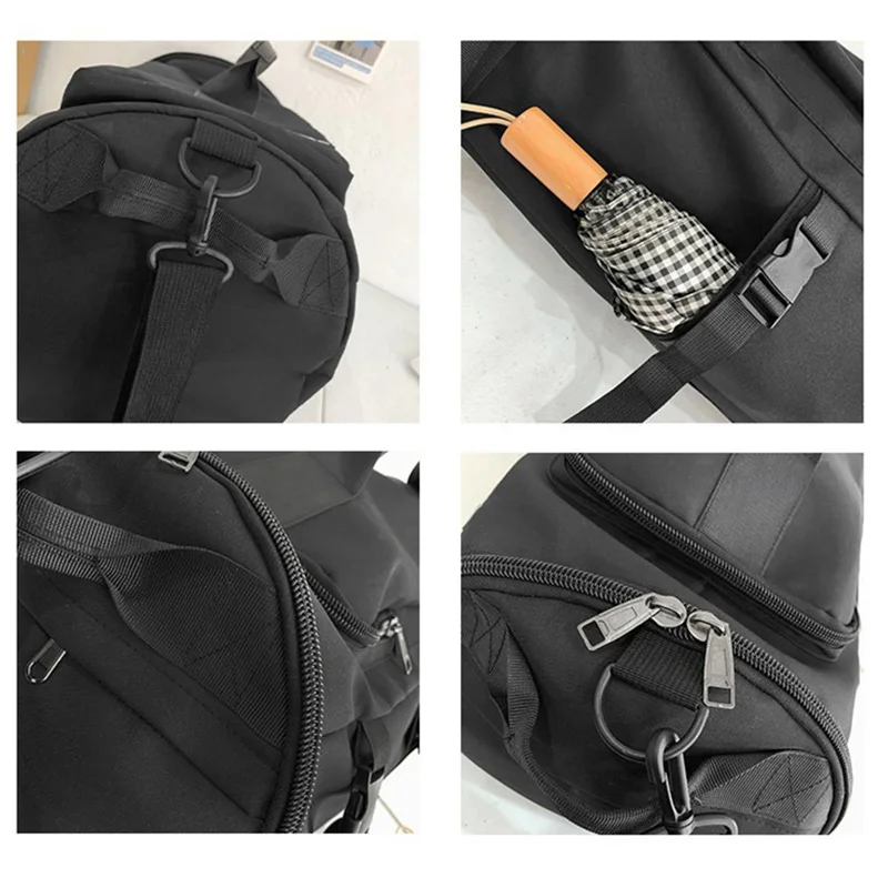 Gym Travel Backpack Black Round Bag for Men Women Casual Outdoor Sports Shoulder Crossbody Bag Training itness Weekender Duffel