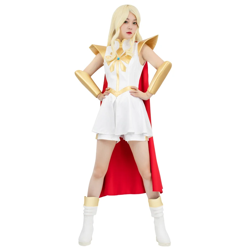 WENAM Power Princess Shera vestito Cosplay con mantello rosso principesse di potere She-Ra Costume Cosplay per le donne gioco di ruolo di Halloween