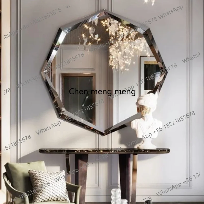 

Square bathroom retro three-dimensional dressing decoration mirror wall hanging mirror light luxury background wall