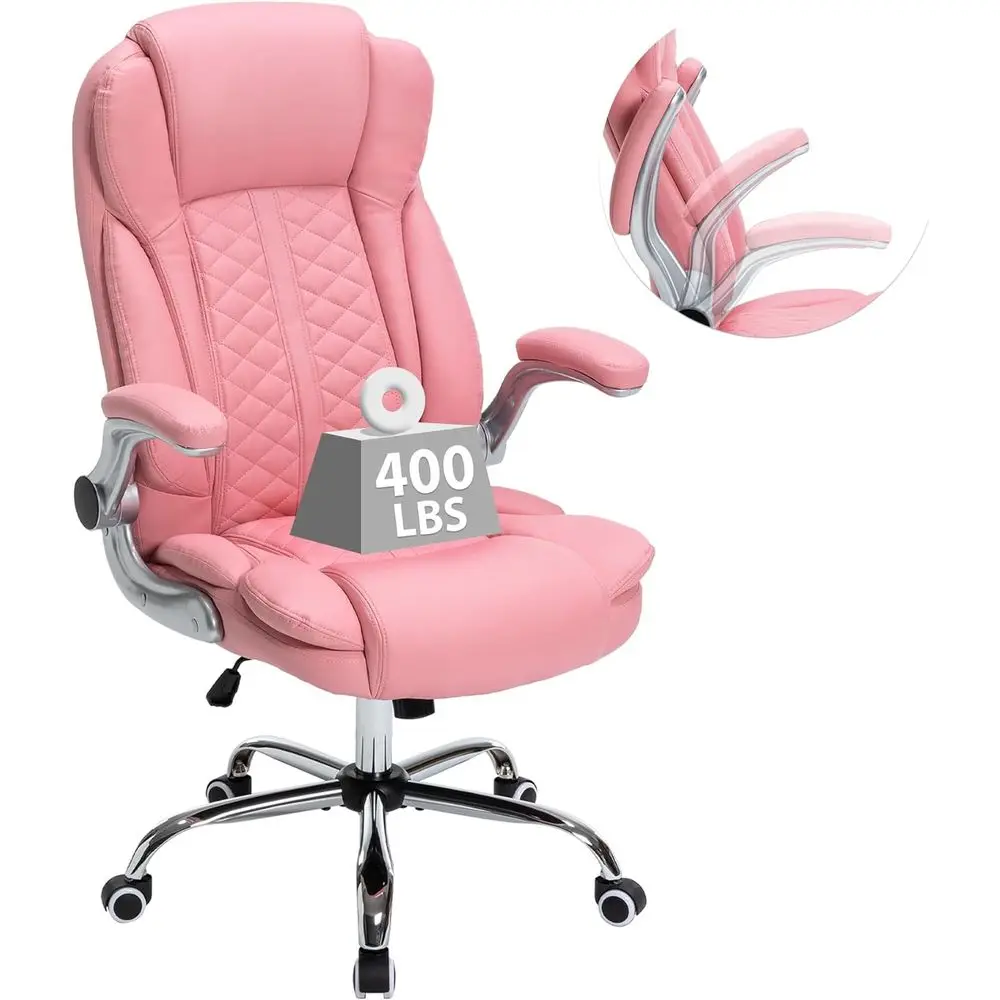 400lbs Executive Oice Chair with lip-Up Armrests, Big and Tall Computer Chair or Heavy People, Heavy Duty Ergonomic Comy Chair,