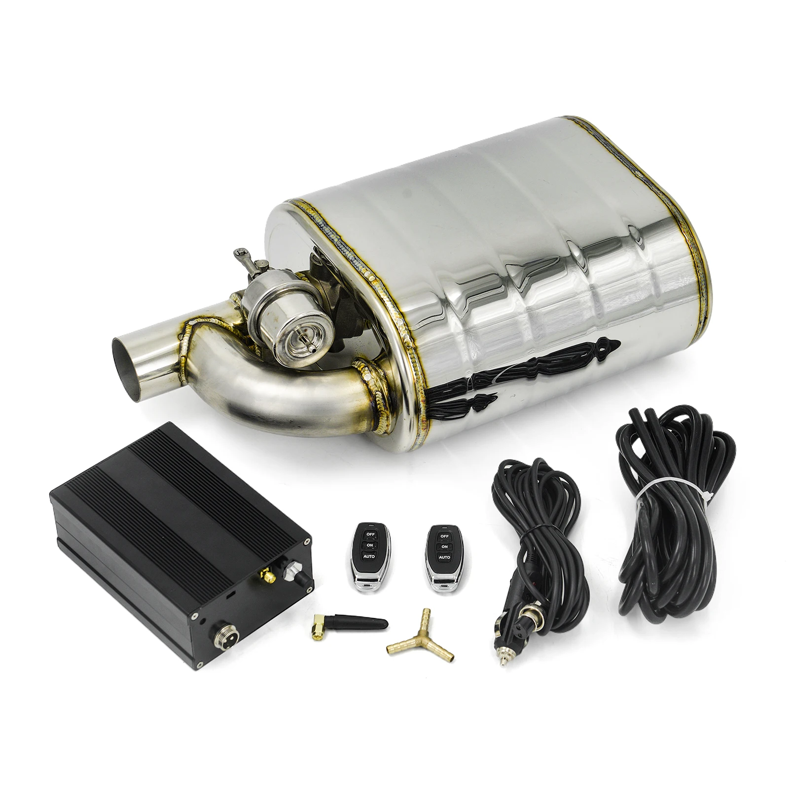 

NEW!!! 2" 2.5" 3'' Inch Exhaust Muffler With Dump Valve Stainless Steel Electric Exhaust Cutout Remote Control Set Black Control
