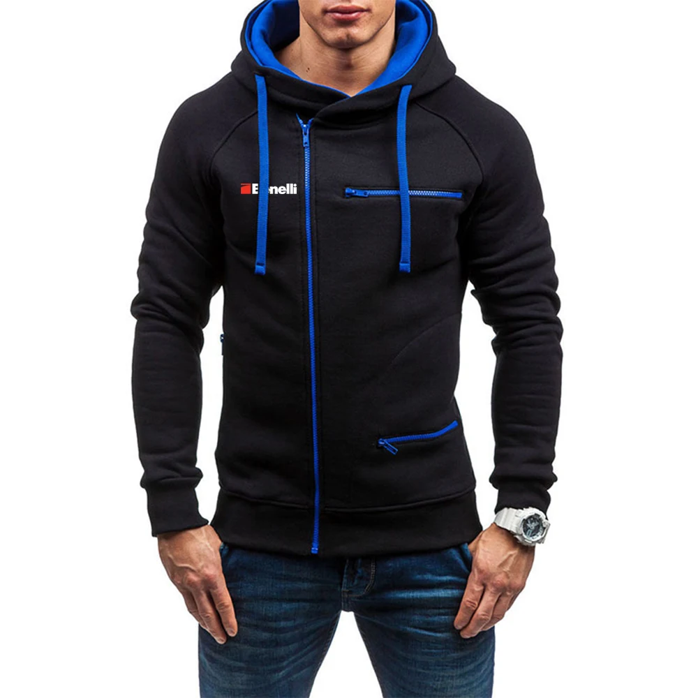 Benelli Geweer Vuurwapens Logo Nieuwe Mannen Lente En Herfst Print Harajuku Vierkleuren Rits Sweatshirt Comfortabele Hiphop Jas