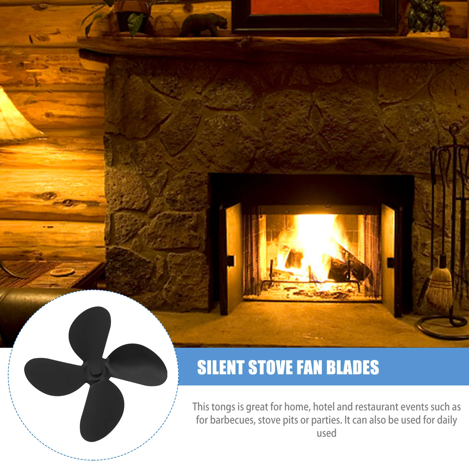 

1Set Aluminum Alloy Fireplace Fan Blades Silent Heat Powered Stove Fan Accessories for Long Lasting Warm Air Performance